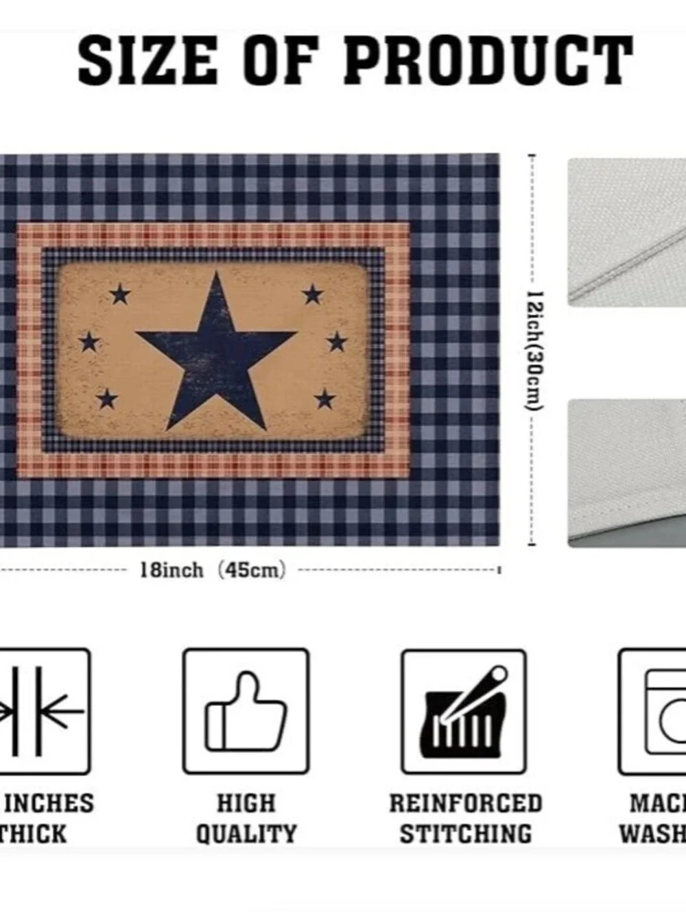 BRAND NEW:  Set of 4-Western Star 18x12 Reversible Fabric Placemats
